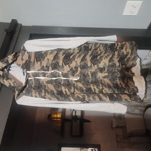 Camo Hooded Vest with Gray Sleeves